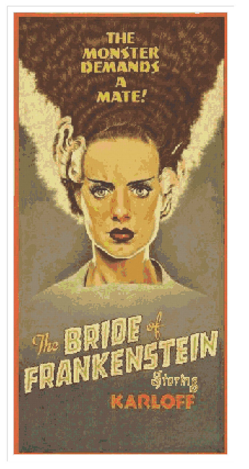 Bride of Frankenstein Movie Poster Pdf Crossstitch Tutorial Universal ...