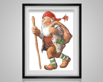 Cross Stitch Pattern Traveling Elf - Christmas holidays Santa funny elf gnome pdf counted crossstitch  embroidery INSTANT DOWNLOAD