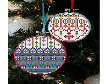 Modern Christmas Ornaments - 2 cross stitch patterns one low price crafting  - pdf chart pattern -  -INSTANT DOWNLOAD