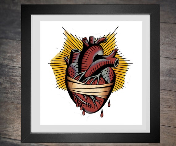 Cross Stitch Pattern Heart Old School Traditional Tattoo - Etsy Cross Stitch Pattern Heart Old School Traditional Tattoo - Etsy