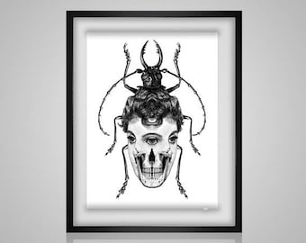 Cross Stitch Pattern Facinator pdf counted crossstich tutorial creepy victorian beetle death's head x stitch lol embroidery INSTANT DOWNLOAD