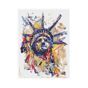 Lady Liberty pdf crossstitch tutorial beautiful colorful modern art vision of the statue of liberty crossstitch x stitch INSTANT DOWNLOAD image 2