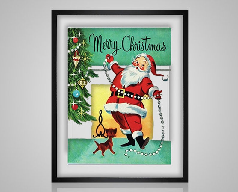 Retro Santa Christmas Card PDF cross stitch pattern INSTANT DOWNLOAD image 1