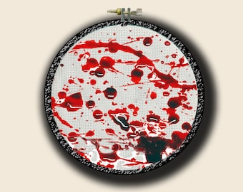 Blood Spatter - Round - PDF cross stich pattern - INSTANT DOWNLOAD