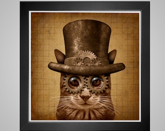 Steam Punk Cat - PDF cross stich pattern - INSTANT DOWNLOAD