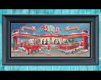 Santa's Soda Shop - PDF cross stitch pattern - INSTANT DOWNLOAD