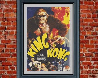 King Kong Movie Poster - version a - PDF cross stitch pattern - INSTANT DOWNLOAD