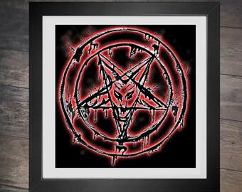 Cross Stitch Pattern Baphomet Goat head Pentagram small version occult symbol Satanic  pdf counted crossstitch  embroidery INSTANT DOWNLOAD