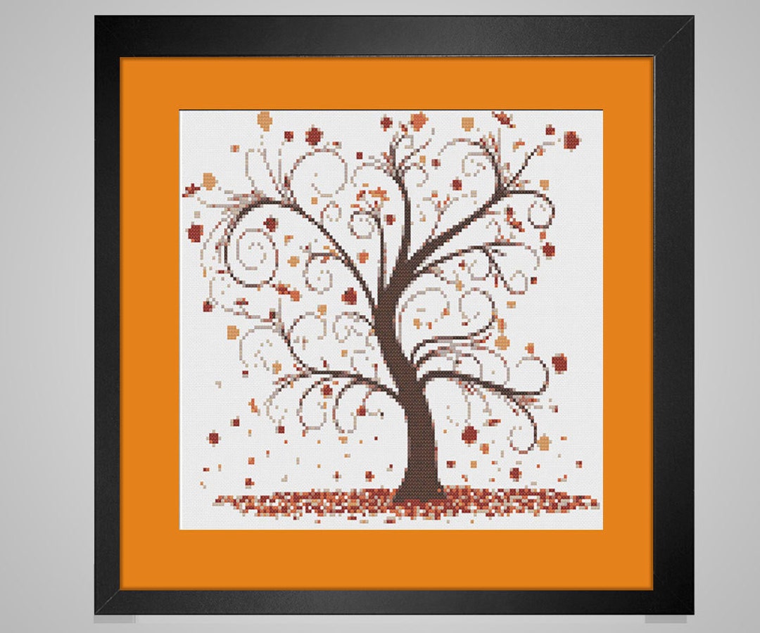 Autumn Tree - Downloadable PDF Cross Stitch Pattern Fall Tree Falling ...