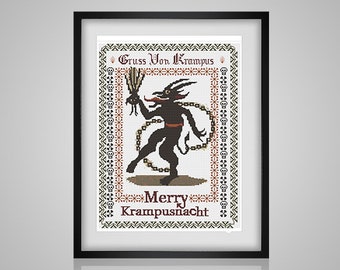 2018 Krampus Sampler - Full sized- PDF cross stich pattern - INSTANT DOWNLOAD