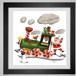 Santa Train - Vintage Postcard - PDF cross stich pattern - INSTANT DOWNLOAD