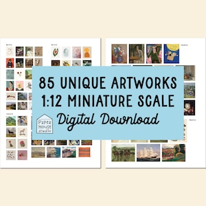 85 Mini Puppenhaus Art Printable | Maßstab 1:12 druckbare digitaler Download | Landschaftsportrait Moderne Abstrakte Gemälde