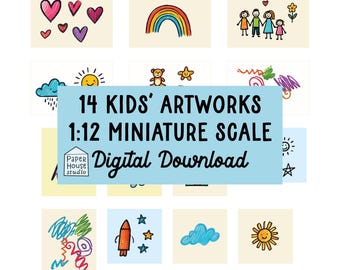 1:12 Scale Kids’ Art Printables for Dollhouses & Miniature Crafts - Digital Download