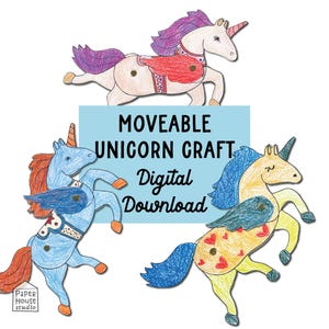 Unicorn Coloring Craft Printable – DIY Moveable Unicorn Activity for Kids and Adults