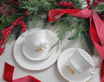 Royal Albert Val D'or Tea Cup Plate Set, White Gold Bone China (5 Piece)