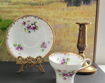 Aynsley Wild Violets Bone China Tea Cup and Saucer - England - Etsy UK