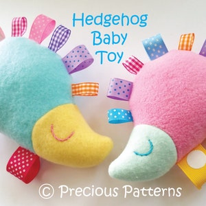 Hedgehog Baby Softie Toy Sewing Pattern - PDF ePATTERN - fleece ribbon plush softy sewing e pattern