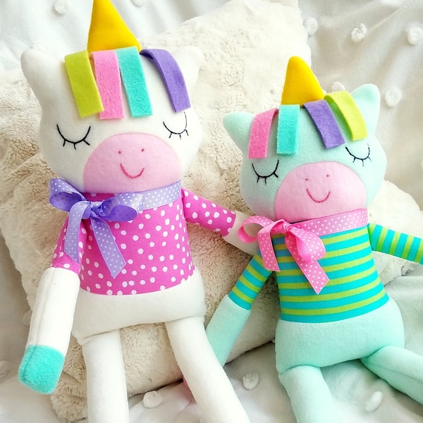 Unicorn Softie Sewing Pattern - Sleepy Soft Fleece Toy Animal Sewing Pattern Tutorial for Babies Girls & Boys children kids - PDF e pattern