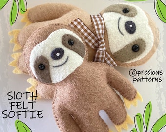 Sloth Felt Softie Sewing Pattern Toy - Tutorial - PDF ePATTERN - e pattern - Hand Sewing Woodland Animal