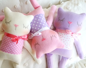 Kitty Cat Softie Sewing Pattern - Sleepy Soft Fleece Toy Animal Sewing Pattern Tutorial for Babies Girls & Boys children kids PDF e pattern