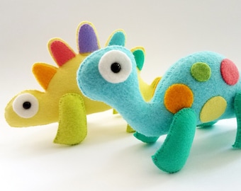 Felt Dinosaur Softie Toy Sewing Pattern - Tutorial - PDF e PATTERN - Stegosaurus - Brontosaurus - Prehistoric Dino DIY