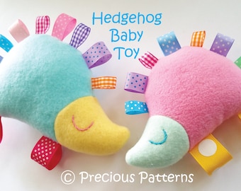 Hedgehog Baby Softie Toy Sewing Pattern - PDF ePATTERN - fleece ribbon plush softy sewing e pattern