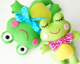 Patrón de costura de rana de fieltro - Tutorial - PDF ePATTERN - Patrón de rana de fieltro suave Spring Toad