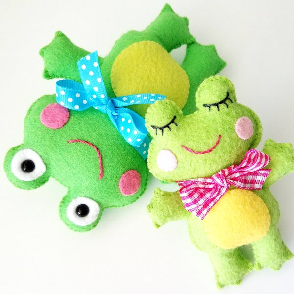 Felt Frog Softie Toy Sewing Pattern - Tutoriel - PDF ePATTERN - Spring Toad soft e pattern