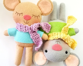 Felt Doll Softie Toy Sewing Pattern - Mouse Woodland Animal - Tutorial - PDF ePATTERN - DIY e Pattern