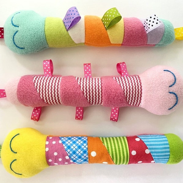 Snake Baby Toy Sewing Pattern PDF Soft Fleece Tutorial e pattern for Baby - Babies Girls Boys children kids - PDF softie toy with ribbons