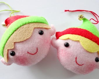 Felt Christmas Elf Ornament Softies - Sewing Pattern - Tutorial - PDF ePATTERN