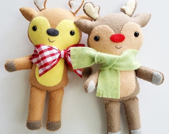 Felt Reindeer Christmas Toy Sewing Pattern Softie - Tutorial DIY - PDF e PATTERN - Holiday Softie Doll