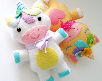Felt Unicorn Softie Toy Sewing Pattern - Tutorial - PDF ePATTERN - Magical Unicorn Horn