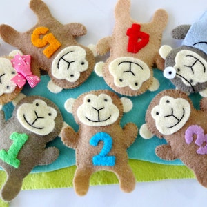 Felt Sewing Pattern Five Little Monkeys Finger Puppet Set - Etsy