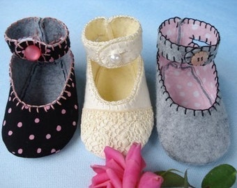 SALE - PDF ePattern Doris Jane Baby Shoes - Booties with Ankle Straps - Sewing Pattern