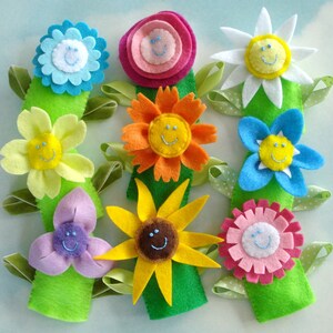 Flower Felt Finger Puppets & Hair Accessories Sewing Pattern PDF ePATTERN image 2