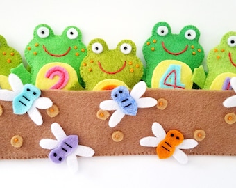 Felt Sewing Pattern - Five Little Speckled Frogs Finger Puppet Set Felt Sewing Pattern Tutorial PDF e PATTERN - sat on a speckled log - bugs