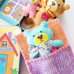 Bear Tin Play Set Felt Sewing Pattern Toy Teddy Bear Sleeping Bag Tutorial PDF ePATTERN e pattern Hand Sewing Woodland Animal image 4