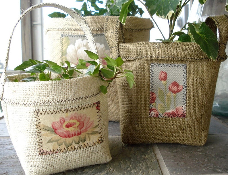 Container Sewing Pattern for Burlap Clay Pot Covers PDF ePattern image 1