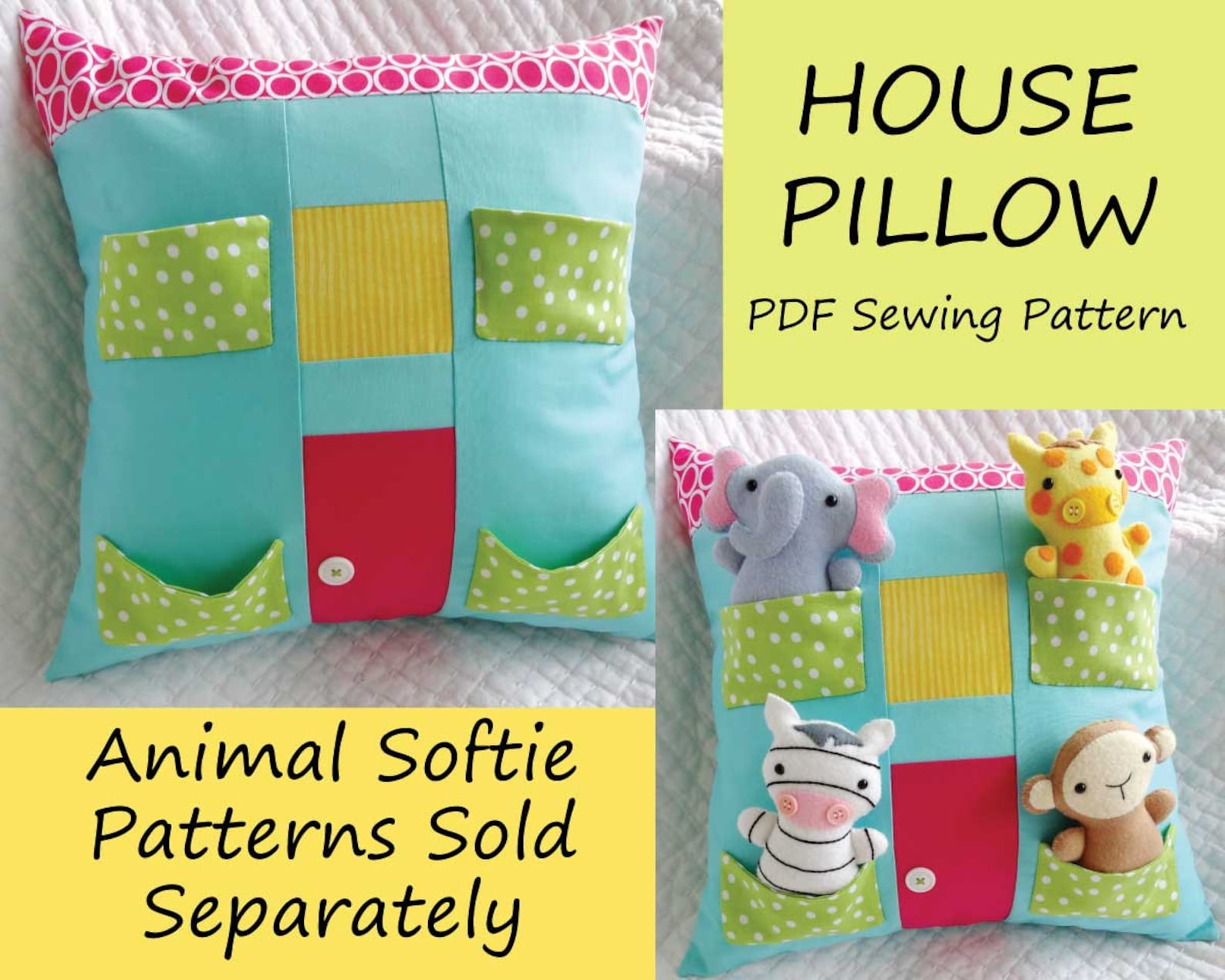 House Pillow Sewing Pattern - Tutorial - PDF Epattern - Softie Patterns ...