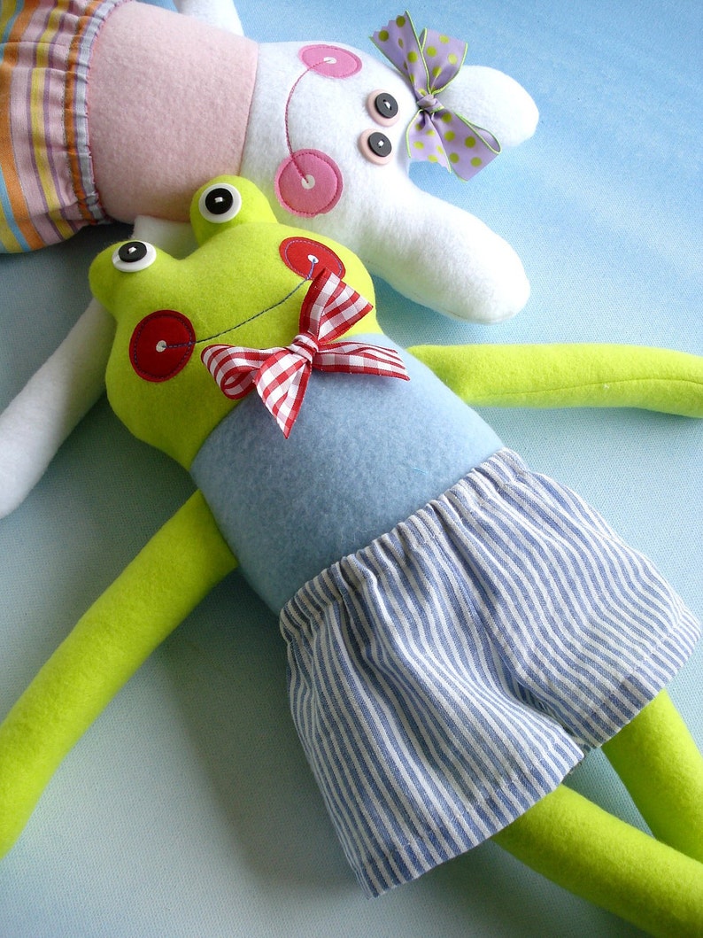 Doll Sewing Pattern for Belinda Bunny and Freddy Frog Fleece Softie Toy PDF e-pattern tutorial for plush toy image 5