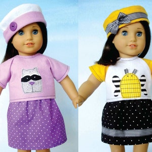 18 inch Doll Clothing Sewing Pattern -  Hats, Skirts and Raglan Sleeve Shirts - PDF e-Pattern