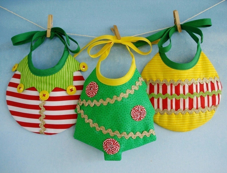 Christmas Baby Bib Sewing Pattern for Elf, Tree and Ornament PDF ePattern image 5
