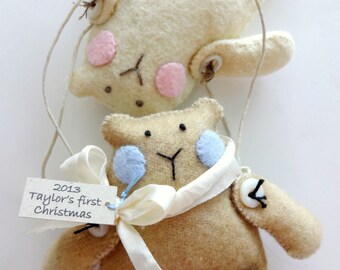 Felt Teddy Bear Toy - Christmas Ornament Sewing Pattern - PDF e Pattern - DIY ePattern - hand sewing