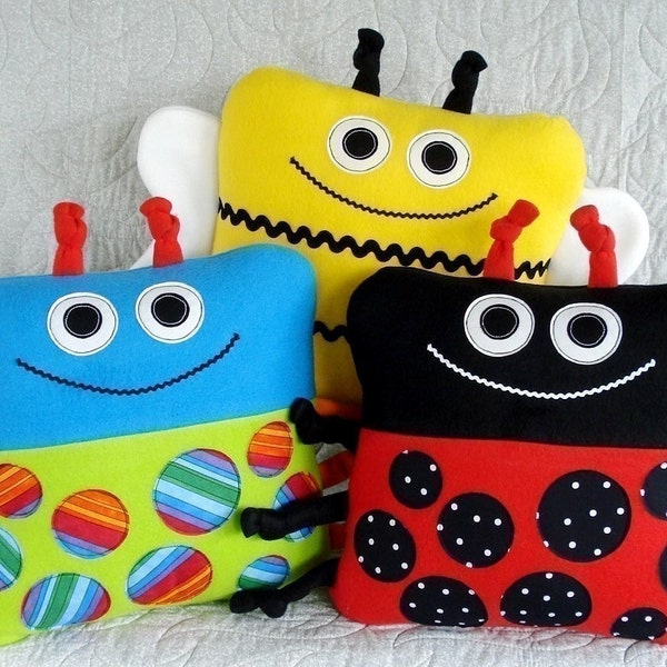 Toy Sewing Pattern - PDF ePATTERN for Beetle, Bee and Ladybug Pillows