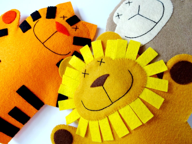 SALE PDF ePATTERN for Lion, Monkey & Tiger Felt Hand Puppets image 4