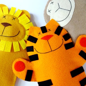 SALE PDF ePATTERN for Lion, Monkey & Tiger Felt Hand Puppets image 5