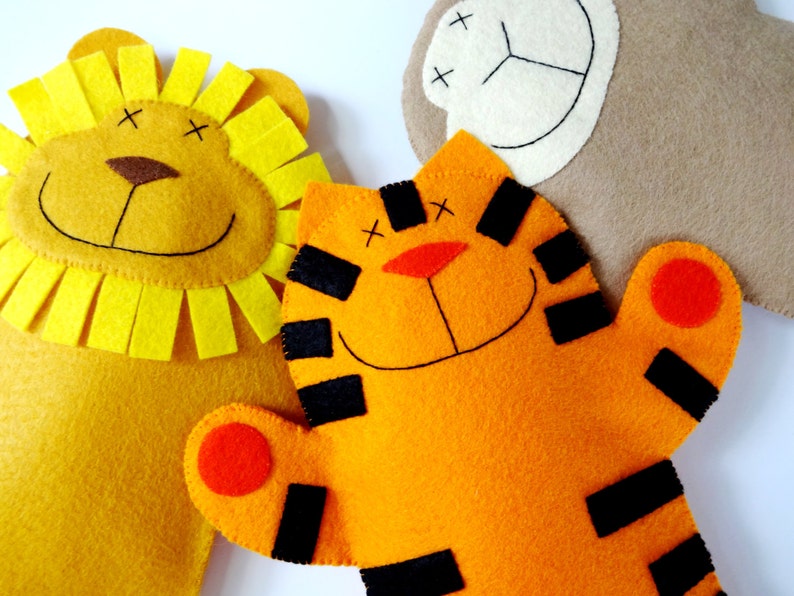 SALE PDF ePATTERN for Lion, Monkey & Tiger Felt Hand Puppets image 5