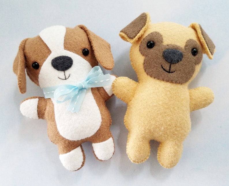 Dog Softies Felt Sewing Pattern Toy Pug Beagle Tutorial PDF ePATTERN e pattern Hand Sewing Animal image 2