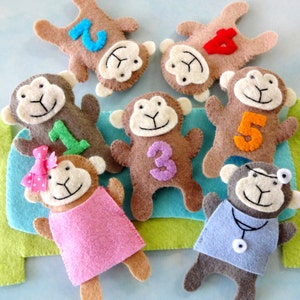 Felt Sewing Pattern Five Little Monkeys Finger (Instant Download) - Etsy